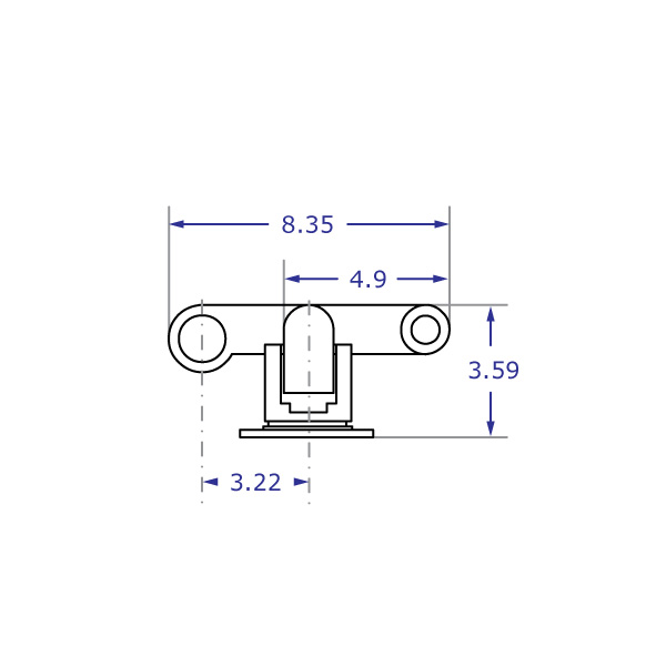 LS9137S monitor arm stand specification drawing top view with arm folded with measurements