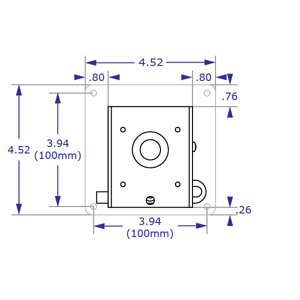 Change VESA standard from 75x75 to 100x100 with adapter plate
