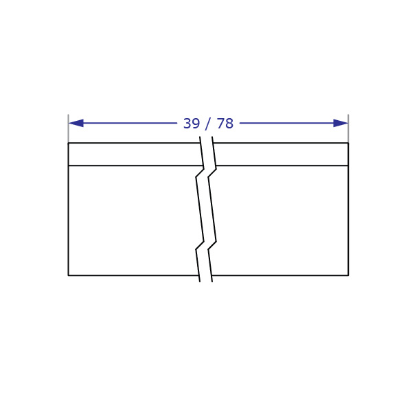 RT horizontal track wall mounting system j-channel wire manager specification drawing front view with length measurement
