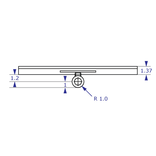 RT horizontal track wall mounting system MKIT-M fixed mount specification drawing top view with measurements