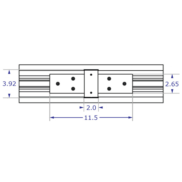 RT horizontal track wall mounting system MKIT-N sliding mount specification drawing front view with measurements