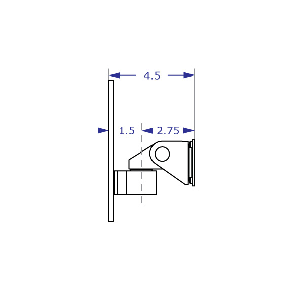 WM9110T monitor wall mount specification drawing side view with measurements