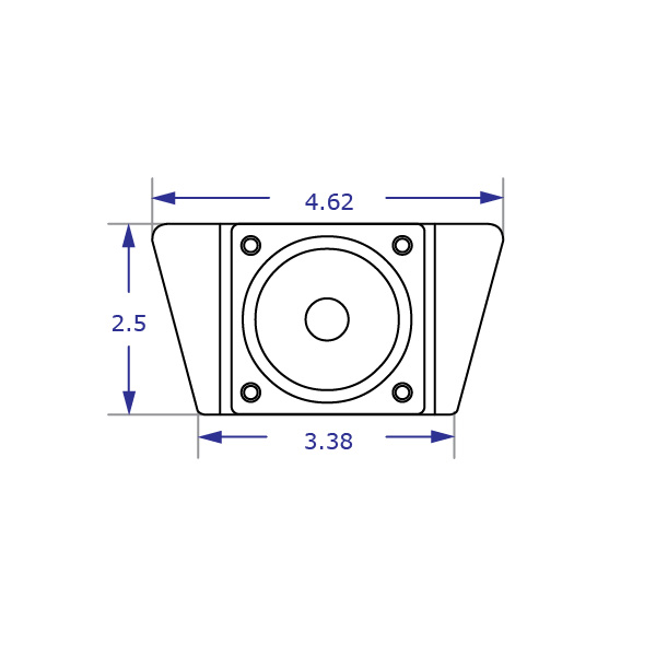 WM9135 rotating monitor wall mount specification drawing front view with measurements