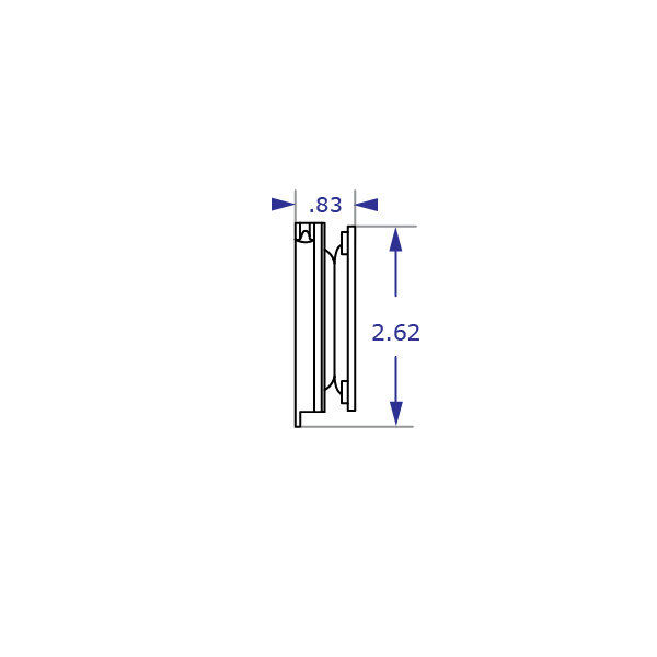 WM9135 rotating monitor wall mount specification drawing side view with measurements