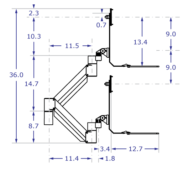 TRS2018 Monitor Arm with Folding Keyboard Tray