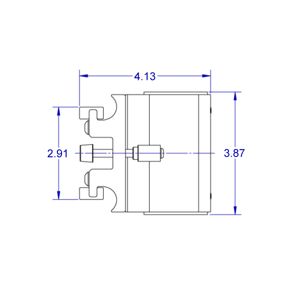 MKIT-M2 Movable 118 Roller Track Mount specification drawing side view with measurements