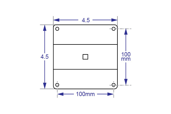 Drawing: 100 x 100 mm sliding VESA adaptor