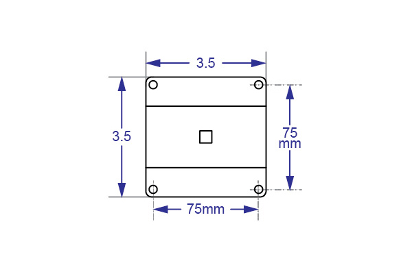 Drawing: 75 x 75 mm sliding VESA adaptor
