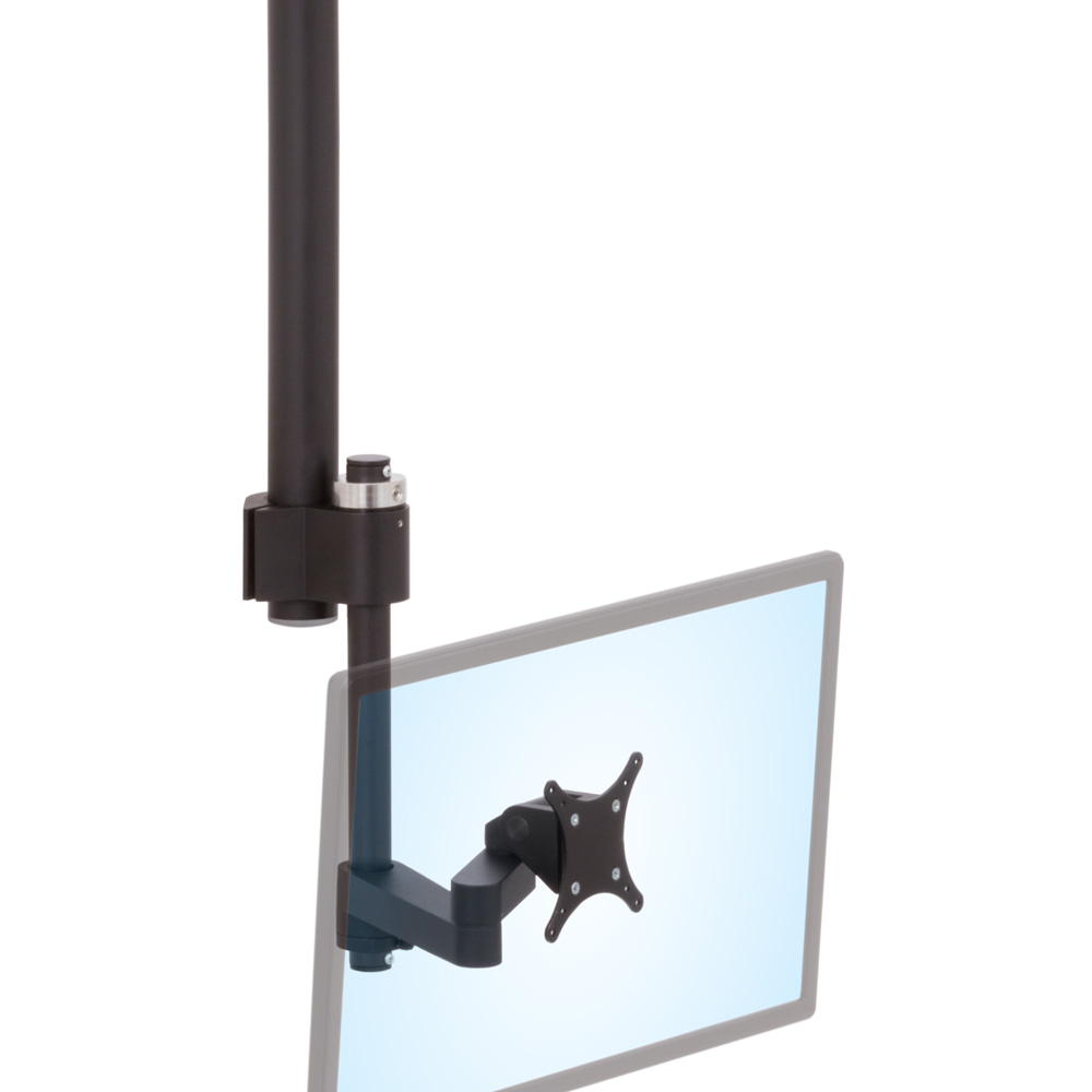 LS9137S monitor mounted overhead with ceiling-mounted pole seen from isometric view with monitor angled down