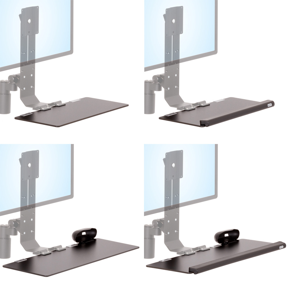 RT-TRS-MOUNT roller track monitor and keyboard mount showing all four tray options available