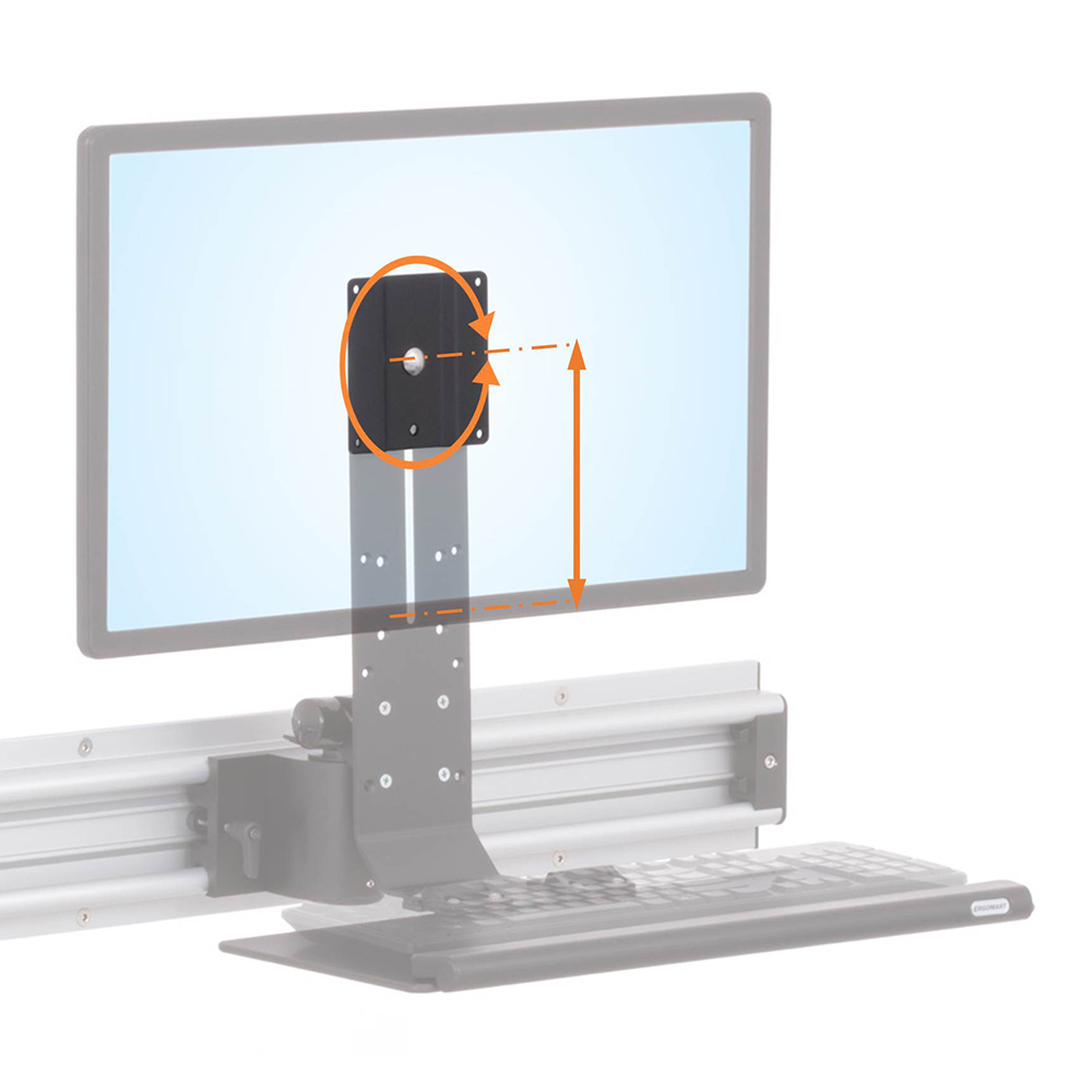 RT-TRS-MOUNT roller track monitor and keyboard mount highlighting sliding VESA plate