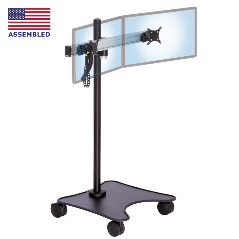 Dual Monitor Stand Rolling Cart System