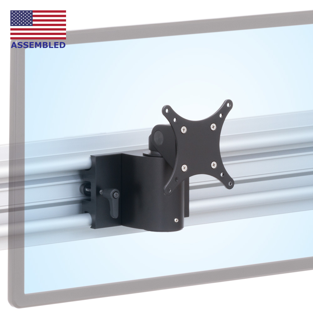 RT articulating monitor mount for roller track front isometric view