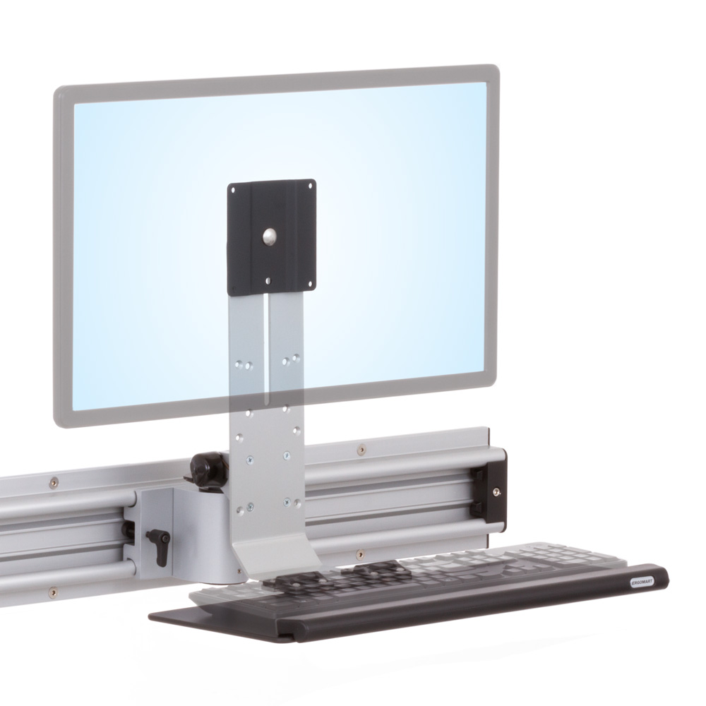 RT-TRS-MOUNT roller track monitor and keyboard mount in gray with MKIT-M2 movable mounting kit