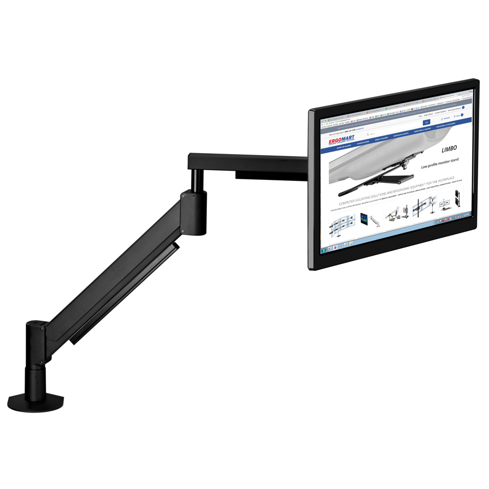 SAA4229KIT heavy-duty monitor arm in black desk mounted high position side view