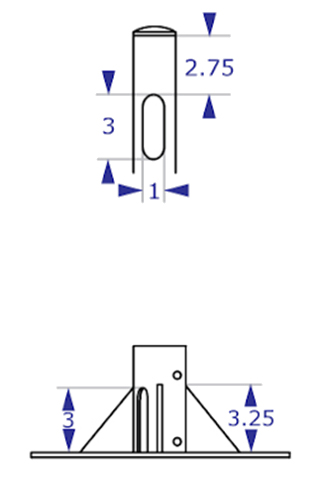 Entry and exit points of PM192 pole mount specifications drawing
