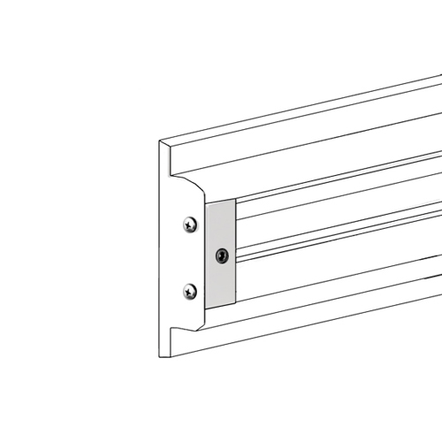 RT horizontal track wall mounting system end cap specification drawing isometric view