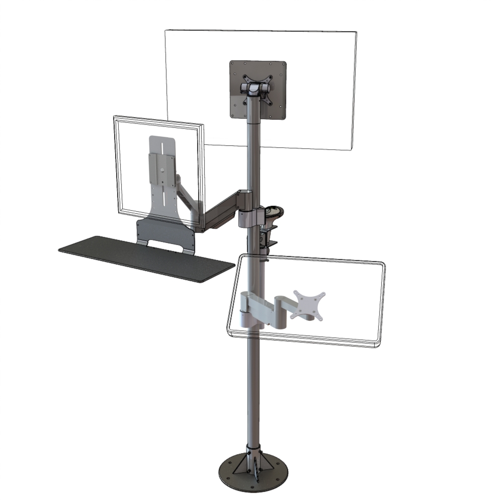 PM192 custom monitor mounting solution triple monitor floor stand shown from a front view