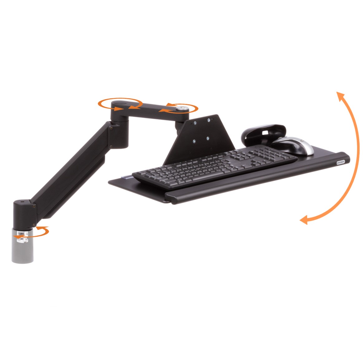 TRS7000AKP keyboard arm articulation shown with adjustment arrows from an isometric view